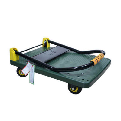 Green platform foldable industrial trolley for warehouse use