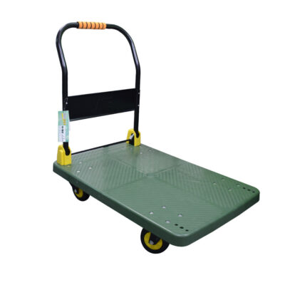 Green platform foldable industrial trolley for warehouse use