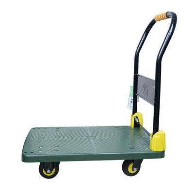 Green platform foldable industrial trolley for warehouse use