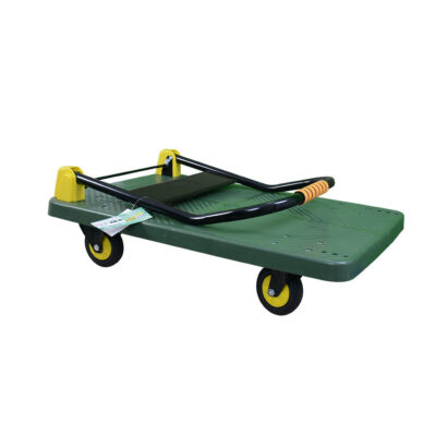 Green platform foldable industrial trolley for warehouse use
